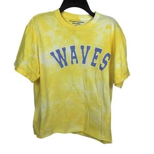 Stunner California Womens Top Crop Cotton Crew Neck Tie Dye Yellow M Medium NWT